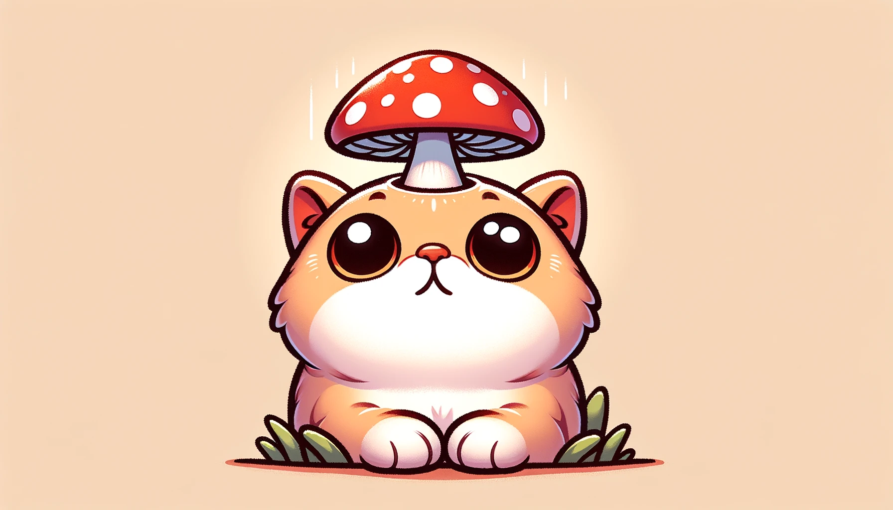 cat looking at mushroom